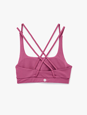 Çapraz Askılı Sırt Detaylı Kaplı Kolsuz Sporcu Sütyeni