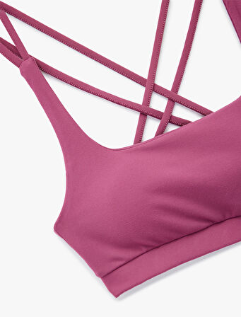 Çapraz Askılı Sırt Detaylı Kaplı Kolsuz Sporcu Sütyeni