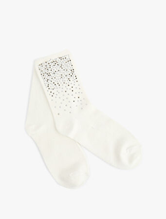 Pamuklu Taşlı Soket Çorap