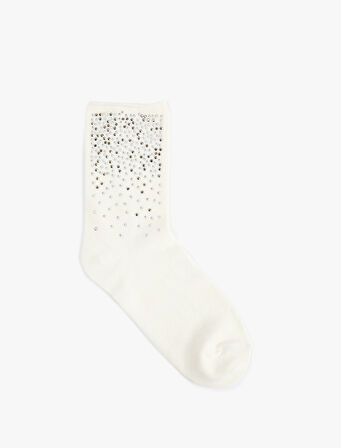 Pamuklu Taşlı Soket Çorap