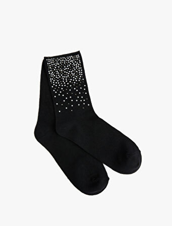 Pamuklu Taşlı Soket Çorap