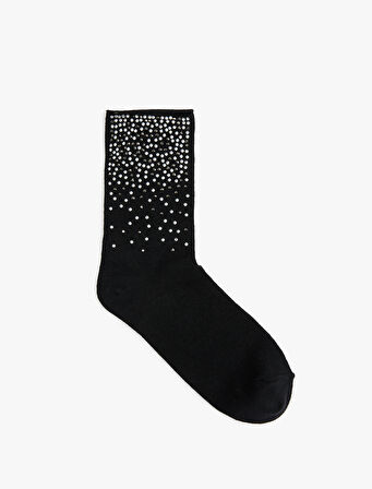 Pamuklu Taşlı Soket Çorap