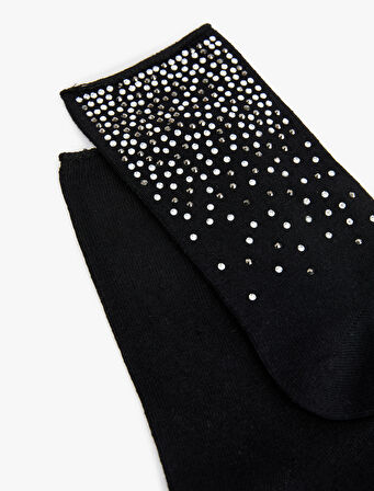 Pamuklu Taşlı Soket Çorap
