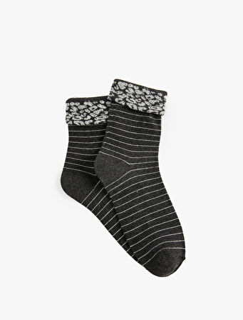 Çizgili Pamuklu Soket Çorap