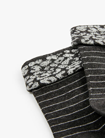 Çizgili Pamuklu Soket Çorap