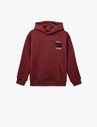 Uzun Kollu Baskılı Kapşonlu Oversize Sweatshirt