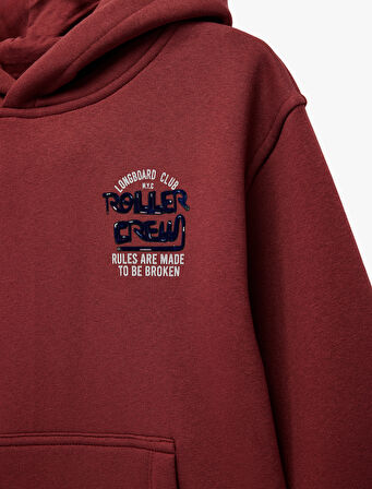 Uzun Kollu Baskılı Kapşonlu Oversize Sweatshirt