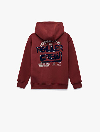 Uzun Kollu Baskılı Kapşonlu Oversize Sweatshirt