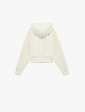 Modal Karışımlı Uzun Kollu Fermuarlı Kapşonlu Sweatshirt