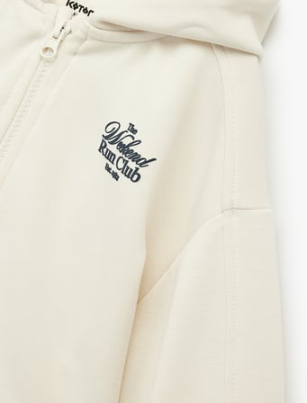 Modal Karışımlı Uzun Kollu Fermuarlı Kapşonlu Sweatshirt
