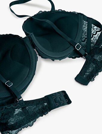 Ekstra Dolgulu Destekli Balensiz Dantelli Sütyen