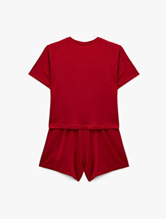 Kısa Kollu Bisiklet Yaka Rahat Kalıp Pijama Seti