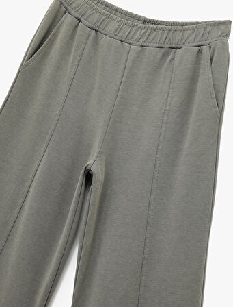 Şardonlu Rahat Kalıp Nervürlü Cepli Beli Lastikli Geniş Paça Eşofman Altı