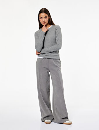 Şardonlu Rahat Kalıp Nervürlü Cepli Beli Lastikli Geniş Paça Eşofman Altı