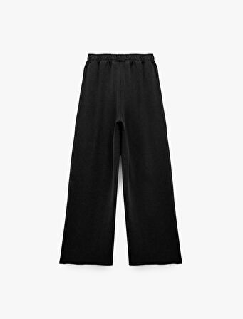 Şardonlu Rahat Kalıp Nervürlü Cepli Beli Lastikli Geniş Paça Eşofman Altı