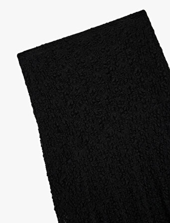 Yüksek Bel Asimetrik Kesim Midi Dantel Etek