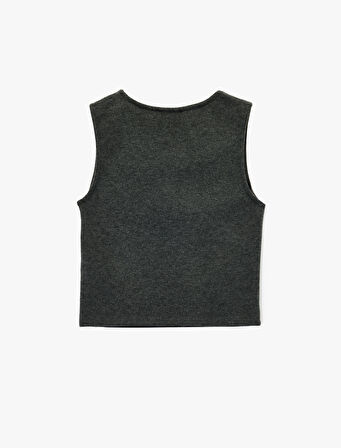 Slim Fit Düğmeli V Yaka Triko Yelek