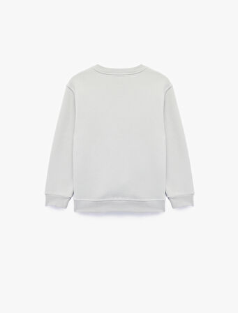 Uzun Kollu Bisiklet Yaka Baskılı Sweatshirt