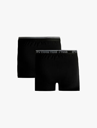 Rahat Kalıp Yılbaşı Baskılı Pamuklu 2'li Boxer Seti