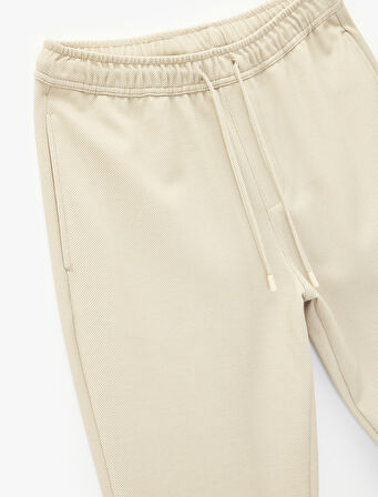 Viskon Karışımlı Duble Paça Cepli Beli Bağcıklı Pantolon