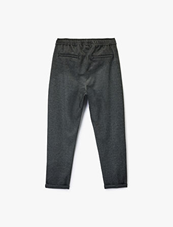 Viskon Karışımlı Duble Paça Cepli Beli Bağcıklı Pantolon