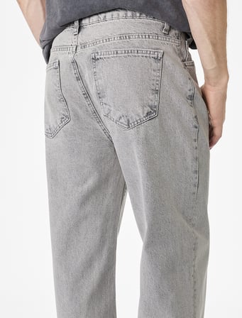 Normal Bel Pamuklu Vintage Straight Fit Jean Pantolon
