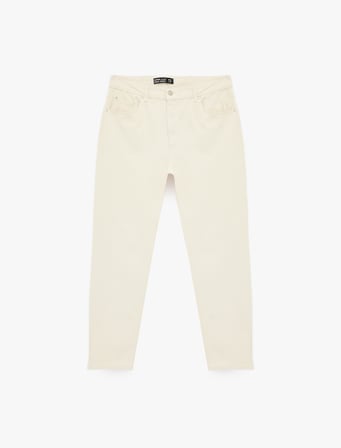 Normal Bel Pamuklu Vintage Straight Fit Jean Pantolon