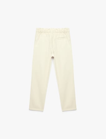 Beli Lastikli Düğmeli Viskon Basic Pantolon