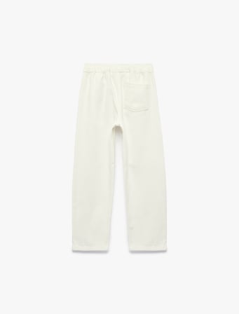 Pamuklu Beli Bağcıklı Cepli Rahat Kesim Denim Pantolon