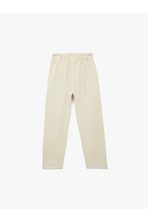 Koton Erkek Çocuk Cepli Keten ve Pamuk Karışımlı Beli Bağcıklı Basic Pantolon
