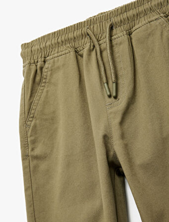 Pamuklu Beli Bağcıklı Cepli Jogger Gabardin Pantolon