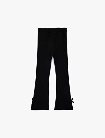 Viskon Karışımlı Beli Lastikli Fiyonk Detaylı İspanyol Paça Tayt