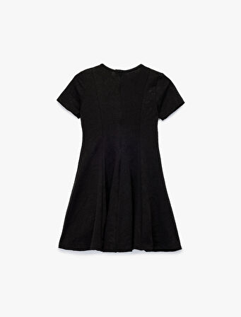 Kısa Kollu Bisiklet Yaka Pileli Basic Elbise