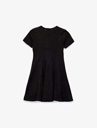 Kısa Kollu Bisiklet Yaka Pileli Basic Elbise