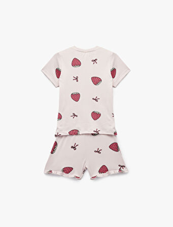 Çilek Baskılı Kısa Kollu Pijama Takımı