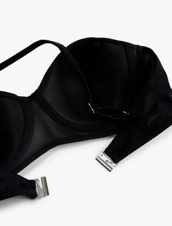 Drape Detaylı Çıkarılabilir Askılı Straplez Bikini Üstü
