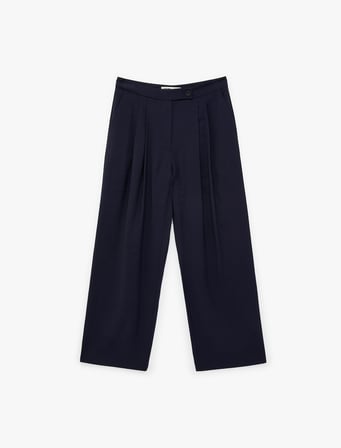Kupro Viskon Kumaş Regular Fit Cepli Pileli Geniş Paça Baggy Pantolon