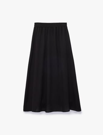 Keten Karışımı Cepli Midi Kloş Etek