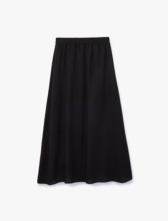 Keten Karışımı Cepli Midi Kloş Etek