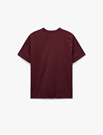 Ayıcık Nakışlı Kısa Kollu Bisiklet Yaka Pamuklu Oversize Tişört