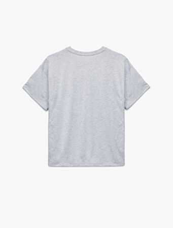 Kısa Kollu Kolej Baskılı Bisiklet Yaka Oversize Tişört