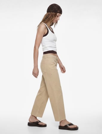 Normal Bel Rahat Kalıp Kesik Paça Jean Pantolon - Culoette Jean