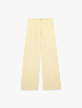 Viskon Karışımlı Beli Bağcıklı Geniş Paça Pantolon