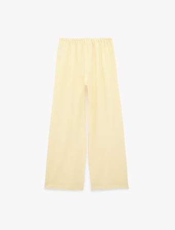 Viskon Karışımlı Beli Bağcıklı Geniş Paça Pantolon