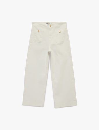Pamuklu Cepli Normal Bel Culotte Pantolon - Culotte Jeans