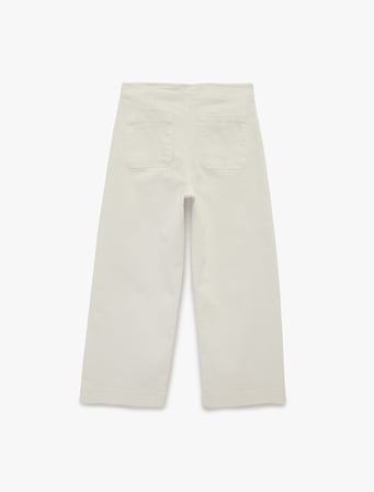 Pamuklu Cepli Normal Bel Culotte Pantolon - Culotte Jeans