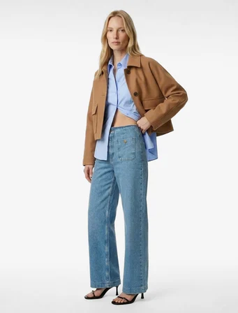 Pamuklu Cepli Normal Bel Culotte Pantolon - Culotte Jeans