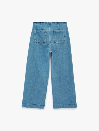 Pamuklu Cepli Normal Bel Culotte Pantolon - Culotte Jeans
