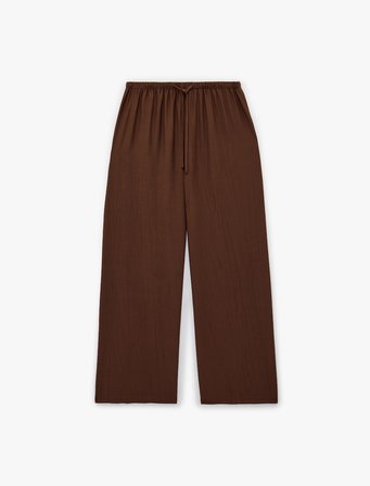 Viskon Crinkle Kumaş Rahat Kalıp Beli Bağcıklı Pantolon
