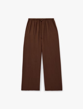 Viskon Crinkle Kumaş Rahat Kalıp Beli Bağcıklı Pantolon